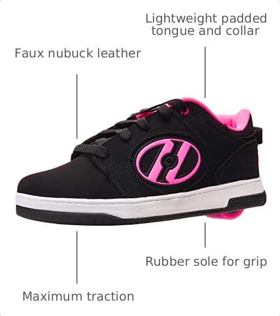 Heelys Voyager Skate Shoes Black Pink Kids Size 6 - Roller Sneakers