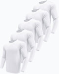 5 Pack White Long Sleeve Shirt Men, Moisture Wicking Dry Fit Tshirts Shirts for Men, UPF 50+ Sun Protection Workout Shirts White-5P02-L