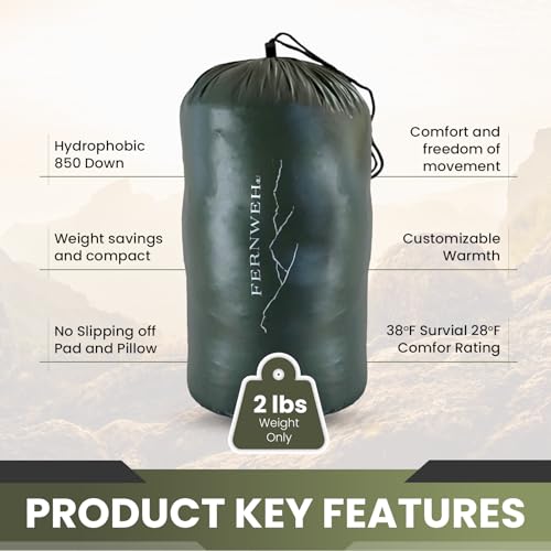 Ultralight Sleeping Bag Top Quilt 850 Down - Single Pack for Backpacking Camping