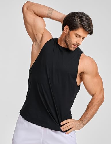 Men's Drop Arm Tank Top Sleeveless Muscle Tee Shirt - Cut Off Style