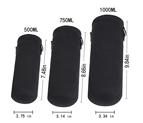 Insulated Water Bottle Carrier Bag - Neoprene with Adjustable Shoulder Strap 34oz