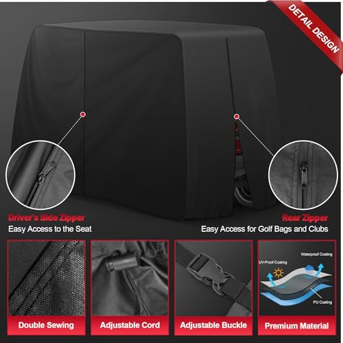 XL 6-Passenger Waterproof Golf Cart Cover with Zippers & UV Protection