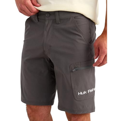 HUK Men's 10.5" Quick-Drying Fishing Shorts - Charcoal, Large