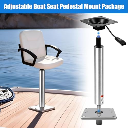 Silver 3/4 Inch Adjustable Locking Boat Seat Base - 18-24 Inch Height Range