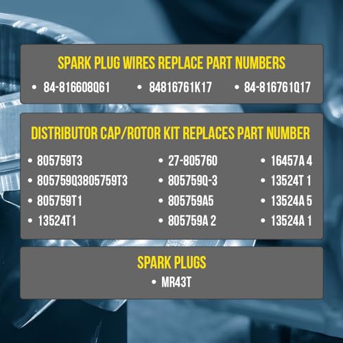 Marine Tune Up Kit for Mercruiser V8 Engines - MR43T Spark Plugs, Distributor Cap & Wires - V8 Variation
