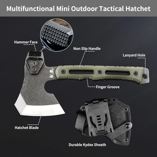 HX OUTDOORS Army Green Multifunctional Camping & Splitting Axe 10-inch