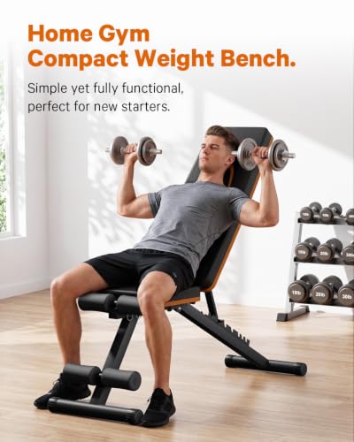 Adjustable Heavy-Duty Workout Bench with 660LBS Capacity, Foldable Multi-Position Gym Bench for Home Strength Training