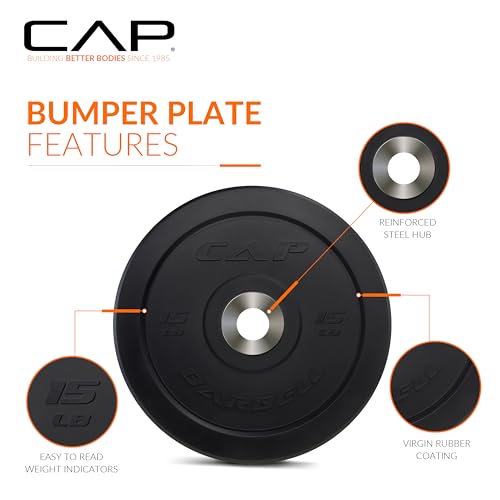 PRO 15lb Pair Rubber Olympic Bumper Plates for Weightlifting - Multiple Colors