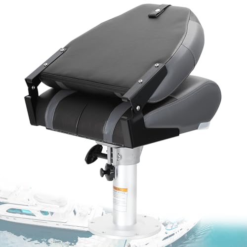 Marine Folding Boat Seats 2 Pack - Charcoal/Black, High Back, Waterproof, Includes Mounting Screws
