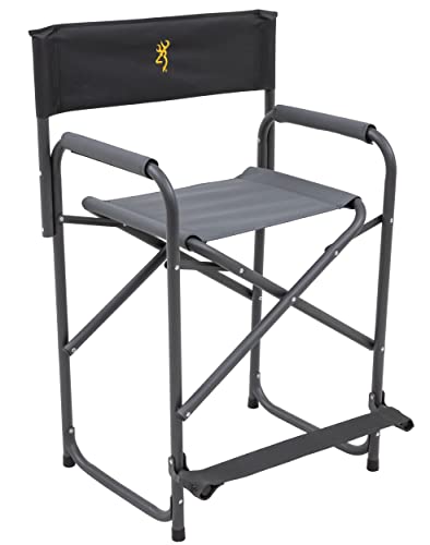 Outdoor Folding Director's Chair - Extra Tall with Flip-Down Footrest, Charcoal Variation