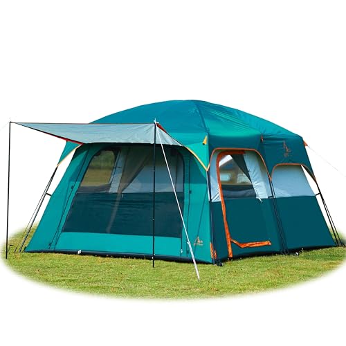 KTT Green New Large Family Tent 8-10-12-14 Person Waterproof 2 Rooms 3 Doors