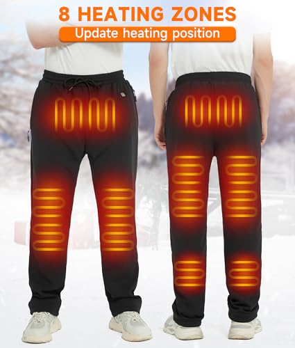FERNIDA Heated Fleece Pants for Men Women with Battery Pack - Medium Black
