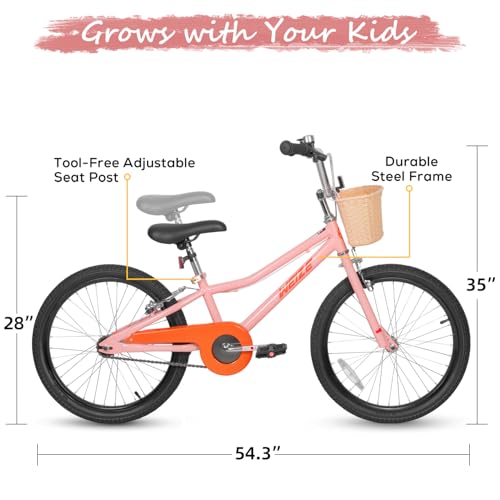 Pink 20 Inch Kids Bike for Girls and Boys - Beginner Bicycle for 6-12 Years