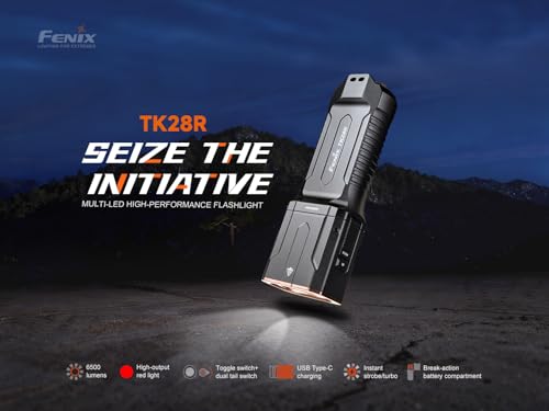 Fenix TK28R Tactical Rechargeable Flashlight 6500 Lumens IP68 Waterproof Outdoor & Law Enforcement