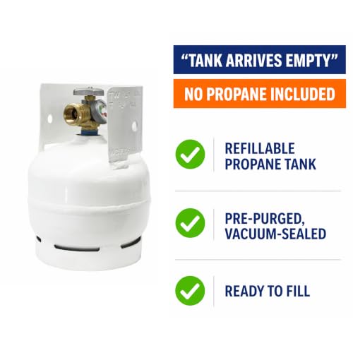 3lb Propane Tank with Gauge - Steel Cylinder with OPD Valve for Grills & Outdoor Use