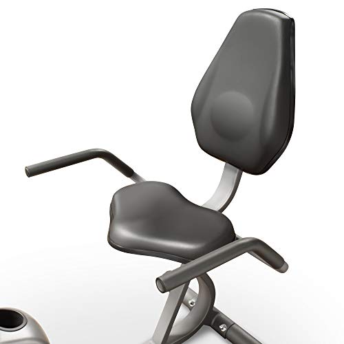 Marcy Magnetic Recumbent Exercise Bike with Adjustable Resistance, Transport Wheels, 11x22x31 Inches - Black/Grey