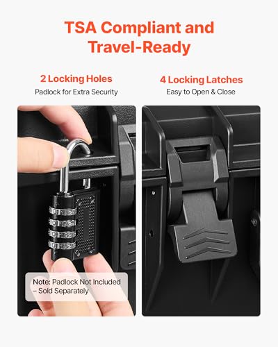 VEVOR Hard Pistol Case for 8 Pistols & 28 Magazines Waterproof TSA Travel Storage