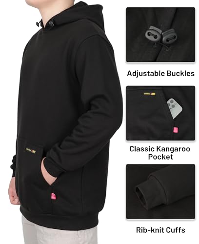 X-Large Black Flame Resistant Heavyweight Hoodie - 14oz Fleece Pullover