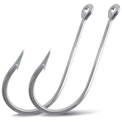 Giant Saltwater Fishing Hooks 10/0 Stainless Steel Big Game Hooks Set for Shark Alligator Gator Hunting