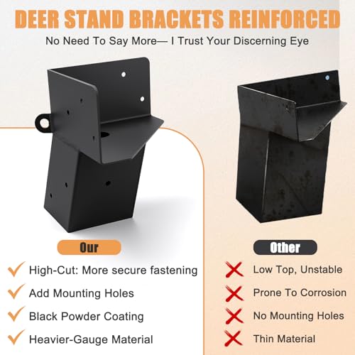 GURONG 4 Pcs Heavy Duty Deer Stand Brackets 4x4 for Tree Houses & Outdoor Platforms - Black-1set