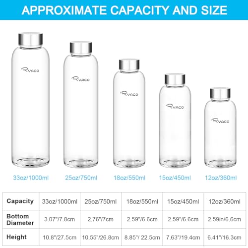 750ml Borosilicate Glass Water Bottle - Black, Leak Proof & BPA-Free