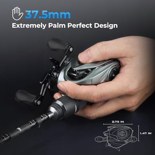 Finesse Baitcasting Fishing Reel - KastKing Kestrel Carbon, Gray, Right Hand, 7.5:1 Gear Ratio