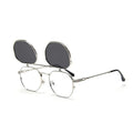 kachawoo Flip up Sunglasses for Men Polarized Clip on Sun Glasses Women Yellow Blue Shades Eyewear (silver with black)
