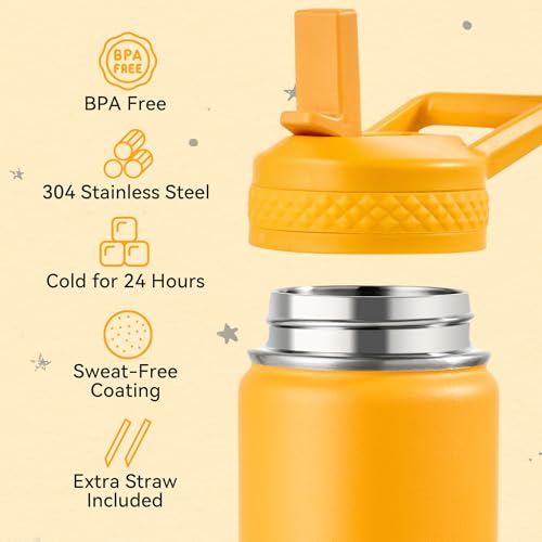 Kids Insulated Water Bottle with Straw - Sunrise / 12 Oz Stainless Steel