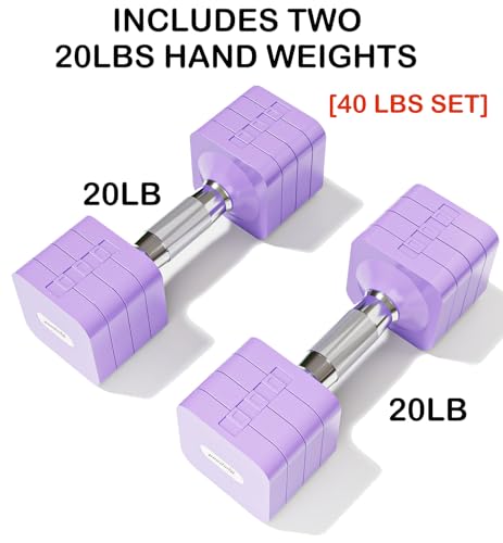 Adjustable Dumbbell Set 20LB Each Purple Space-Saving Home Gym Equipment
