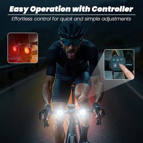 6pcs Bike Lights with Remote Control - Front & Rear LED Turn Signals Brake Lights