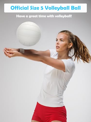 Official Size 5 Volleyball for Indoor Outdoor Play Soft Touch Durable Design with Pump