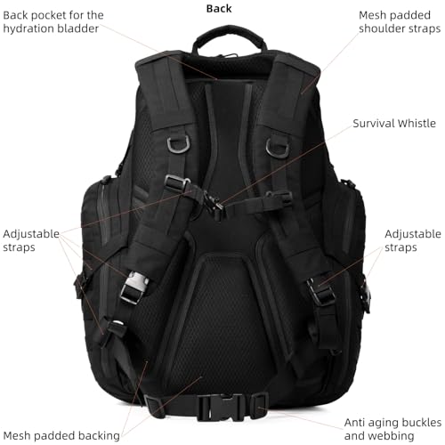 AMHEH 52L Tactical Flight Approved Backpack with 17 Inch Laptop - Black