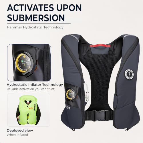 Mustang Survival Elite 120 Inflatable PFD Life Jacket - Admirial Gray USCG Approved