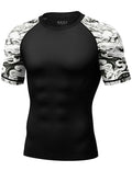 Roadbox Men's BJJ Rash Guard Short Sleeve - XX-Large Black with White Dragon, UPF 50+ MMA Swim Shirt for Surfing