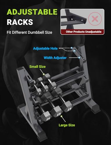 YOLEO Adjustable Rectangular Frame 3-Tier Dumbbell Rack - Heavy Duty Space-Saving Weight Organizer