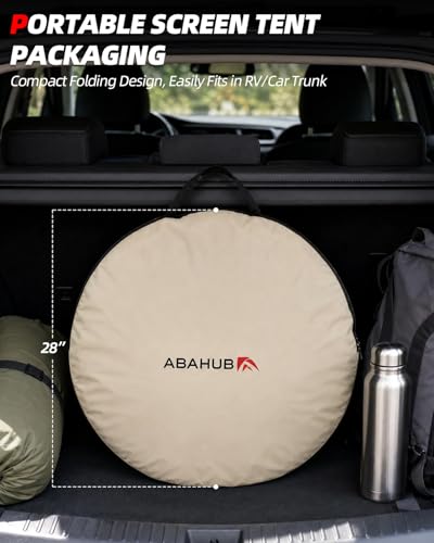 Abahub Pop Up Screen House Tent 9.8x9.8x6.7 FT Beige Quick Setup Camping Shelter