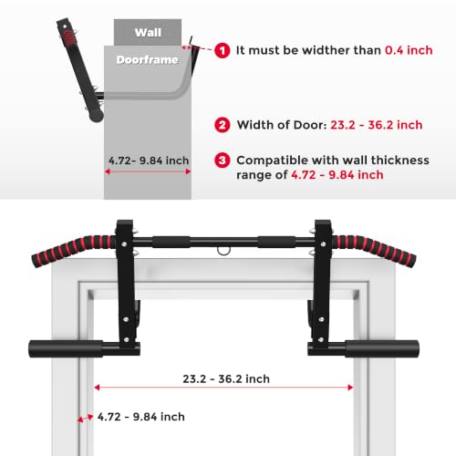 Doorway Pull-Up Bar with Multi-Grip Handles - No Drill Home Fitness Equipment