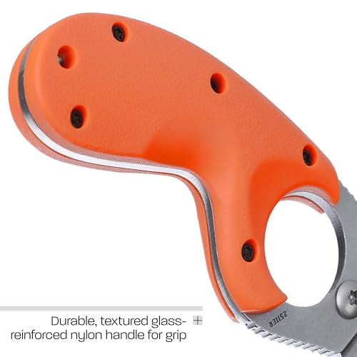 CRKT Bear Claw Fixed Blade Knife with Sheath - Orange, Rescue-Ready, 2511ER