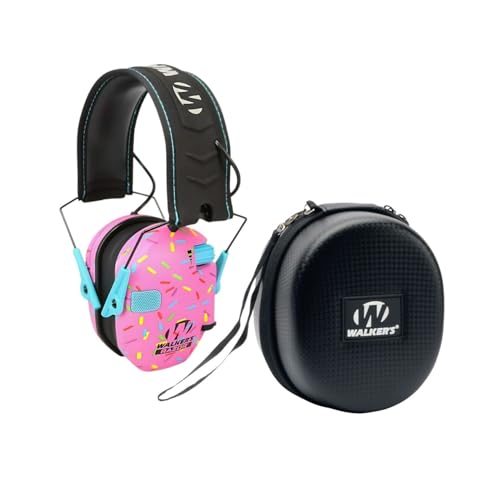 Walker's Razor Slim Electronic Ear Muffs Pink Sprinkles Hearing Protection
