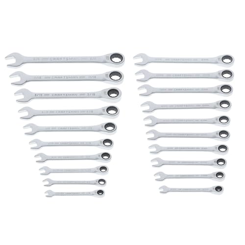 CRAFTSMAN 20-Piece Ratchet Wrench Set with Case, 90-Tooth, SAE & Metric