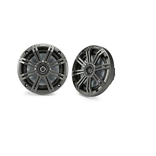 KICKER KM65 6.5-Inch Marine Coaxial Speakers with 3/4-Inch Tweeters, UV-Resistant, Charcoal & White Grilles