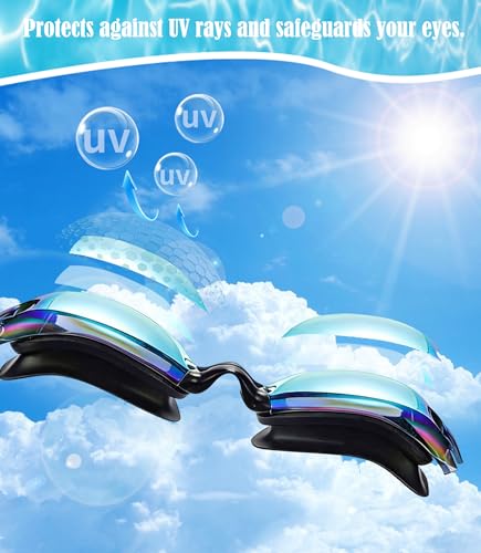 Unisex Swim Goggles 2 Pack Anti-Fog Wide View No Leakage for Men Women Youth - Blackgold & Blackpink