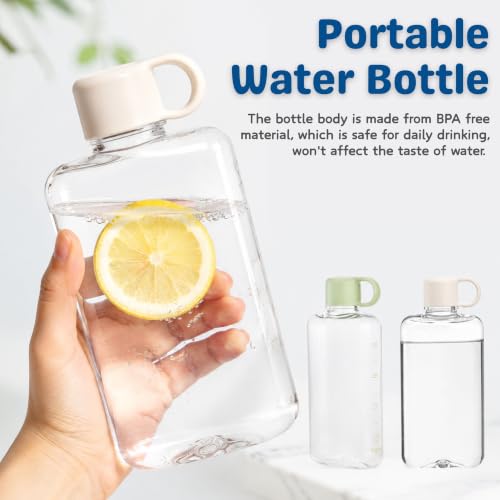 2 Pack Portable Flat Water Bottles 17oz BPA Free Slim Drinking Travel Bottles