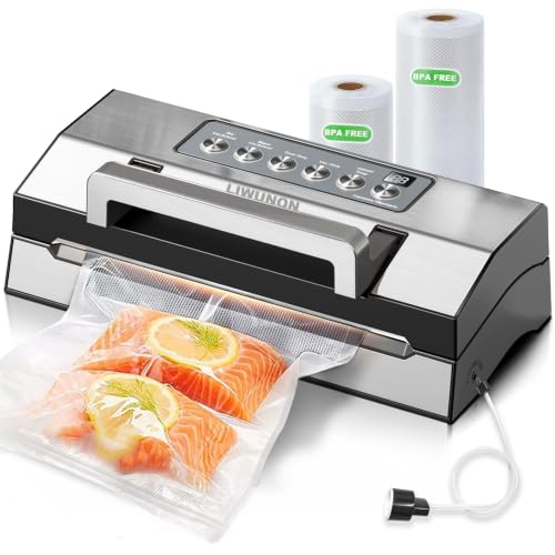 LIWUNON Stainless Steel Vacuum Sealer for Food - Automatic & Heavy Duty