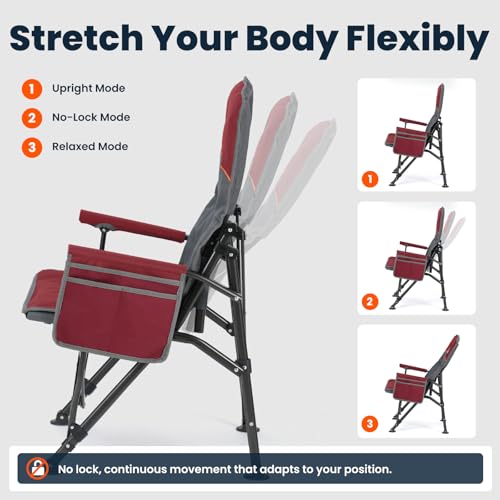 Heavy Duty Camping Chair with Lumbar Support & High Back - Supports 450 lbs