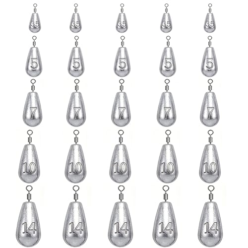 Fishing Sinkers Kit 25pcs Bass Casting Weights with Swivels for Long Casts