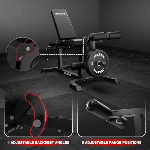 JELENS Black Adjustable Leg Extension and Curl Machine for Home Gym