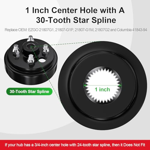 Rzcazzide Black 2-Pack EZGO TXT Brake Drums 30 Tooth Spline 1 Inch Large Hole