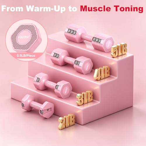 Pink Adjustable Dumbbell Set 10LB Pair for Women's Home Workouts