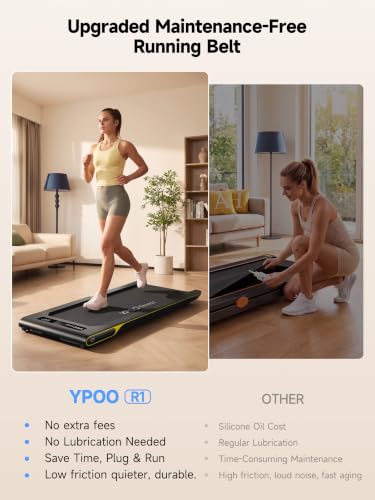 YPOO Under Desk Treadmill with 14% Incline - Black, Compact & Quiet